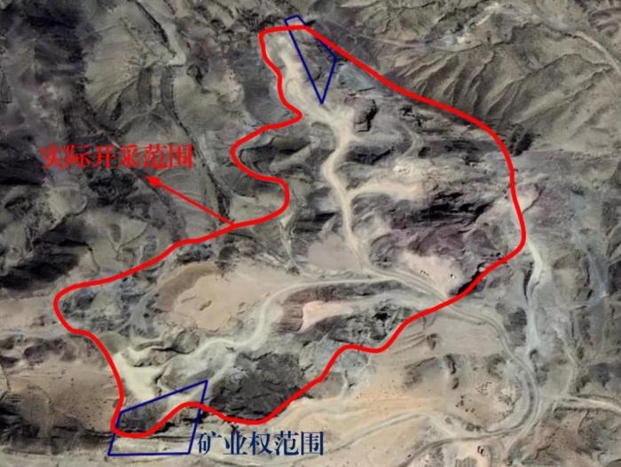 2021年5月的衛(wèi)星遙感影像顯示，白土崗子石料廠礦業(yè)權(quán)面積僅16.65畝，越界開采達207畝，超出12.4倍