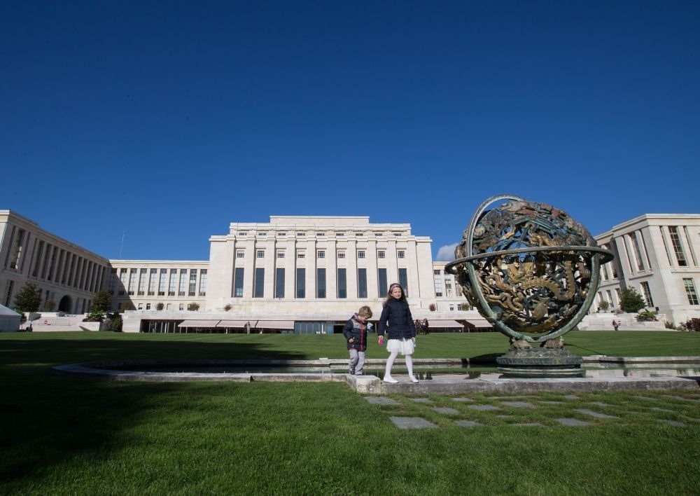 這是在瑞士日內(nèi)瓦拍攝的聯(lián)合國萬國宮外景（2017年10月7日攝）。新華社記者 徐金泉 攝