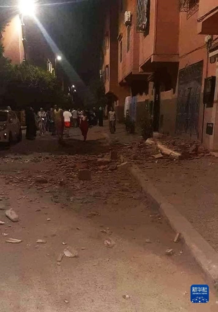 這是9月9日在摩洛哥南部城市馬拉喀什拍攝的震后景象。新華社發(fā)