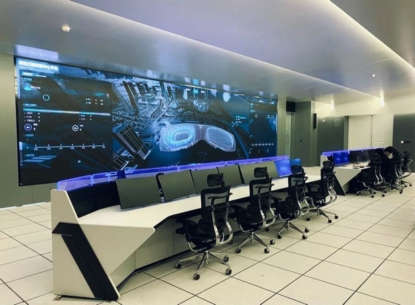 杭州奧體中心游泳館內(nèi)智慧可視化平臺(tái)。 圖片來源：場(chǎng)館建設(shè)方