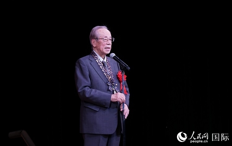 日本前首相福田康夫發(fā)表致辭。人民網(wǎng) 蔣曉辰攝