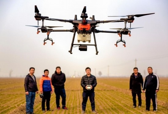 2019年2月25日，無人機教員（右三）在河北省衡水市冀州區(qū)徐莊鄉(xiāng)北榆林村為村民做植保無人機飛行操作技能培訓。新華社記者 李曉果 攝