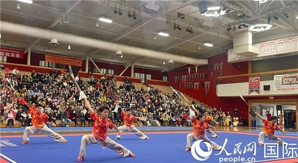 中國武術(shù)隊(duì)員表演現(xiàn)場。人民網(wǎng)記者 鄧圩攝
