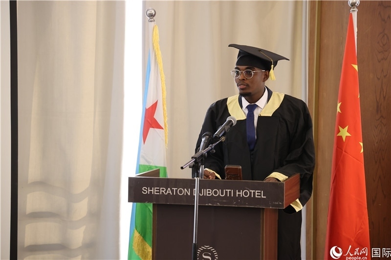 吉布提魯班工坊2023屆畢業(yè)生代表發(fā)言。人民網(wǎng)記者 張志文攝