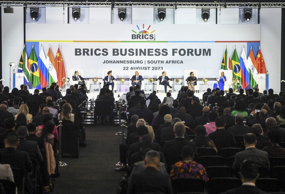 這是2023年8月22日在南非約翰內斯堡拍攝的金磚國家工商論壇現場。新華社記者 李亞輝 攝