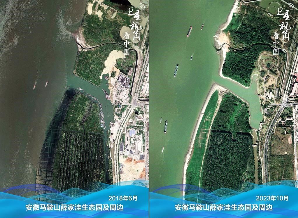 經(jīng)過整治后的安徽馬鞍山薛家洼生態(tài)園生機(jī)盎然。