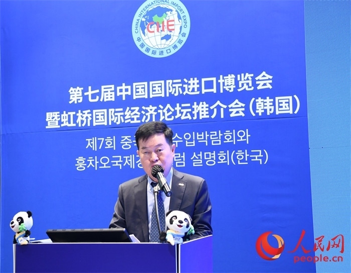 韓國(guó)貿(mào)易協(xié)會(huì)專務(wù)理事金高鉉發(fā)言。 人民網(wǎng) 程安康攝