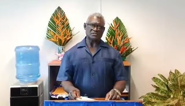 所羅門群島前總理、現(xiàn)任財(cái)政與國庫部長梅納西·索加瓦雷以視頻形式向論壇致辭（主辦方供圖）